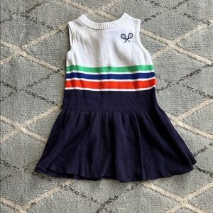 Janie and Jack White Navy Green and Red Striped Knit Dress